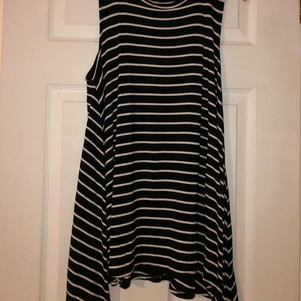 My Beloved Black & white stripe hi/lo dress SZ M